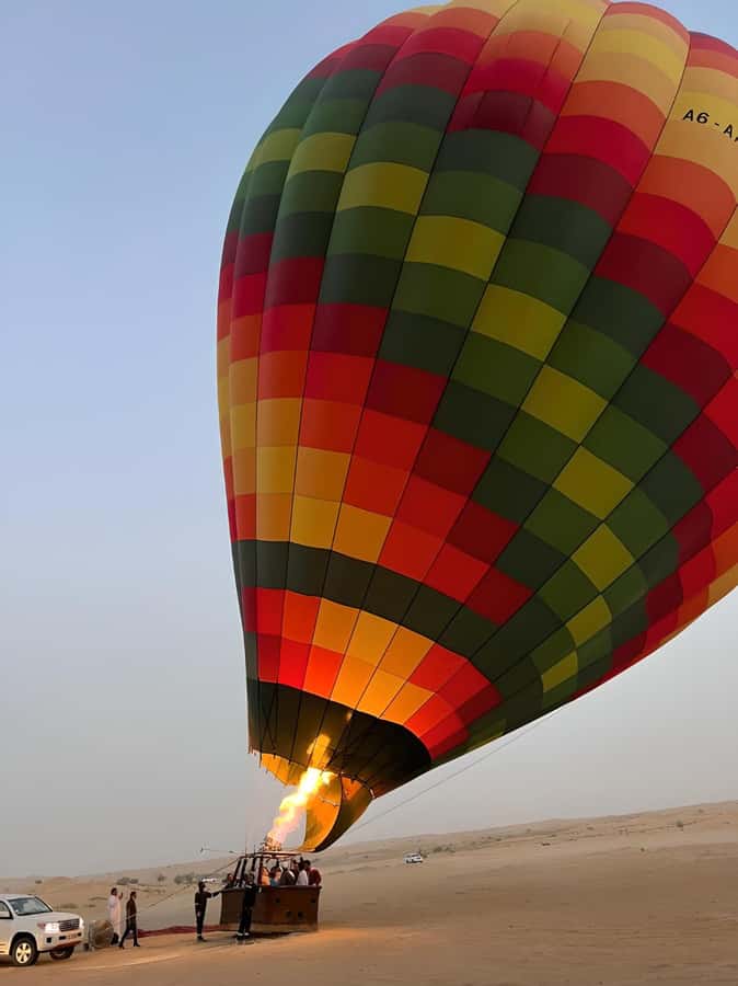 Dubai: Hot Air Balloon, Camel Ride, Desert Safari & More - From the balloon basket to the desert track
