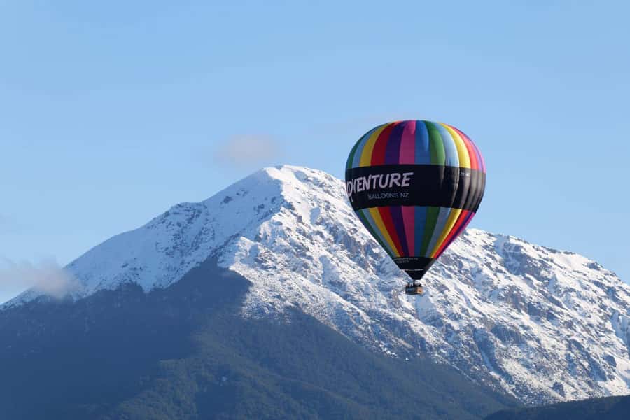 From Methven: Hot Air Balloon Flight in Canterbury with Wine - Floating above the Canterbury Plains near Methven