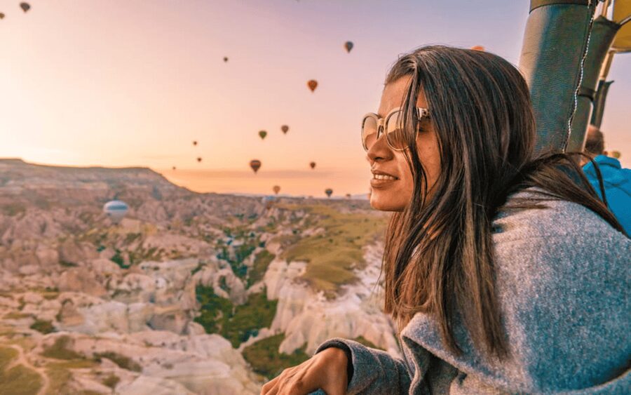 Journey to Cappadocia: Balloon Ride and Red Tour Package - A sunrise start above Göreme