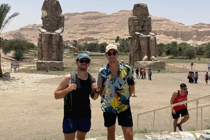 Luxor Full Day: Hot Air Balloon, East and West Bank Private Tour - A quick stop at the Colossi of Memnon