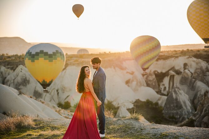 Private Photoshoot with Balloons in Cappadocia - Rose Valley: a warmer, more textured backdrop